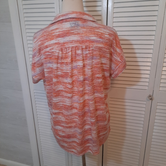 Bobeau coral shadow stripe top blouse sz medium - Picture 2 of 5
